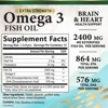 Omega 3 Fish Oil Softgels Extra Strength 2400mg EPA & DHA Heart & Brain Health - 60 Softgels;120 Softgels - 2 of 4