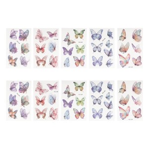 Unique Bargains Realistic Colorful Temporary Tatto Pink Green 10 Pcs - 1 of 4
