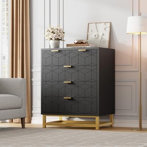 Nasitip 5 Drawer Dresser for Bedroom, Modern Chest with Gold Metal Base & Handles, Storage Cabinet for Closet, Living Room - 1 of 4