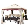 Tangkula 13'x10'Outdoor Canopy Gazebo Art Steel Frame 2-Tiers Party Patio Large Canopy Gazebo W/Netting&Side Walls - 3 of 4