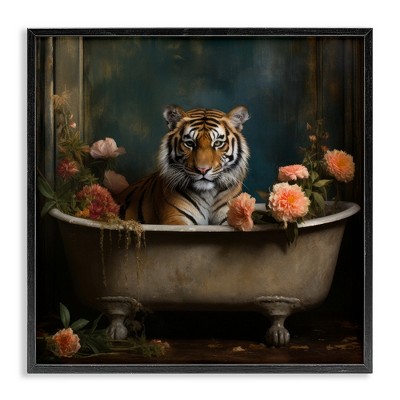 Stupell Industries Tiger in Floral Bathtub, 12" x 12"