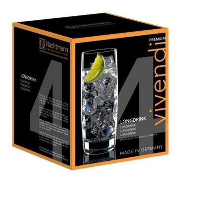 Vivendi 14 Oz Clear Crystal Highball Glass Set of 4