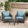 GDFStudio Vincent Outdoor Wicker 3 Piece Chat Set with Cushions - 2 of 4