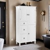 Retro Multi-Functional Storage Cabinet with Adjustable Shelves, 3 Drawers, and 3 Enclosed Compartments - Leovsnove - 2 of 4