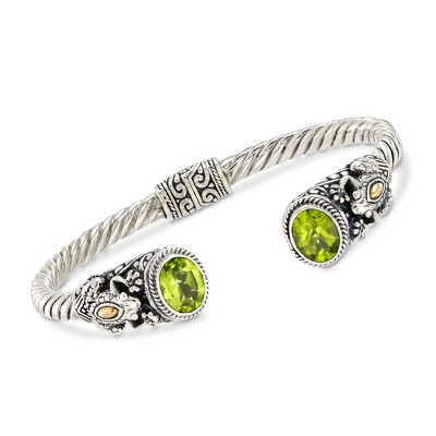 Ross-Simons 3.00 ct. t.w. Peridot Frog Cuff Bracelet in 2-Tone Sterling Silver