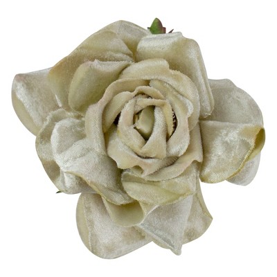 Northlight 5" Gold Artificial Velvet Rose Clip-On Christmas Ornament