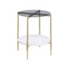 Coaster,Jonelle Round Glass Top Coffee Table White Marble Shelf - 3 of 4
