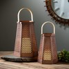 Sullivans 12.5" & 10.25" Pierced Metal & Wood Lanterns Set of 2 - 3 of 3