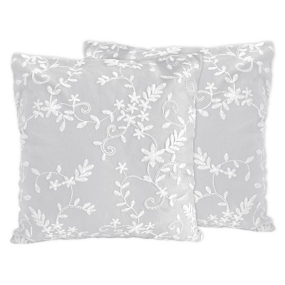 Set of 2 Lace Decorative Accent Throw Pillows Gray - Sweet Jojo Designs