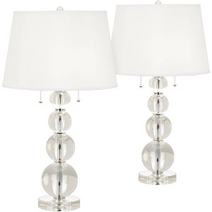 Vienna Full Spectrum Modern Table Lamps 26.5" High Set of 2 Stacked Crystal Spheres Glass White Drum Shade for Living Room Family Bedroom - 1 of 4