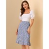 INSPIRE CHIC Women's Floral Ruffle Elastic High Waist Button Flowy Split Skirt - 2 of 4