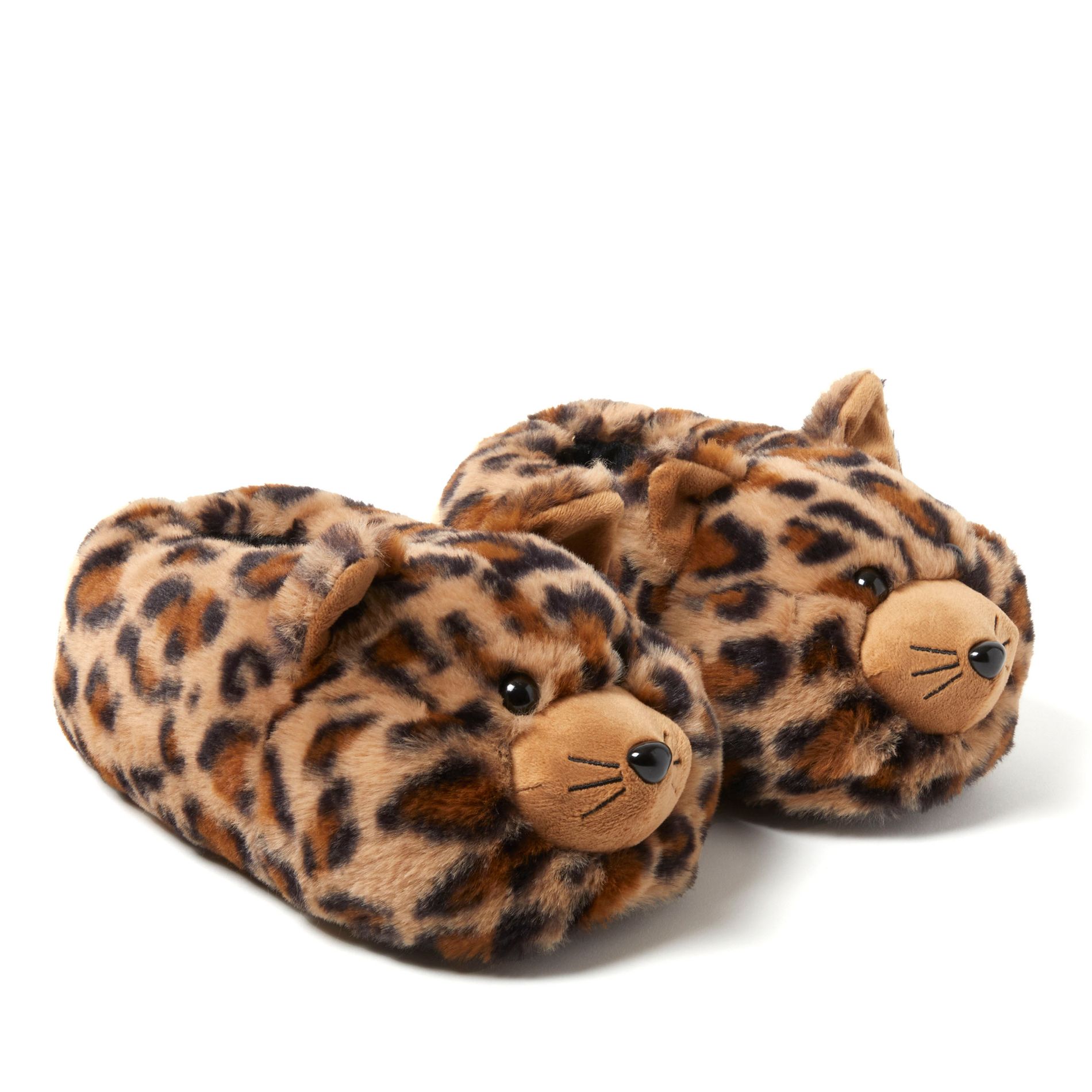 Cozyfoams Women's Overstuffed Animal Closed Back Slipper - Leopard Cat Size L