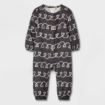 Image of Baby Gauze Romper - Cat & Jack™ Gray 0-3M