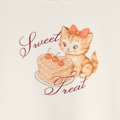 Cat & Jack Girls' Short Sleeve 'Kitten' Graphic T-Shirt - Cat & Jack™ Cream S — фото 3