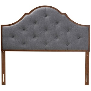 Baxton Studio Baxton Studio King Camila Fabric and Wood Headboard Gray/Walnut Brown - 1 of 4