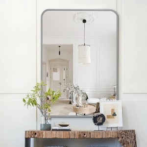 Silver 22 "x30" Large Rectangular Bathroom Wall Mirror with Beveled Edge and Chrome Frame for Enhanced Aesthetic and Spacious Feel - 1 of 4