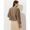 Allegra K Women's Winter Warm Cropped Collarless Faux Fur Fluffy Jacket - 4 of 4