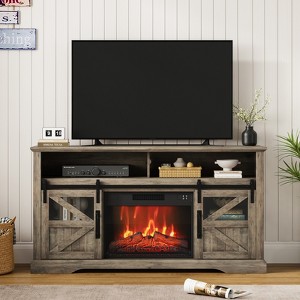 Console Table with Sliding Doors ,Fireplace TV Stand for 65 Inch TV，Entertainment Center with Storage Cabinets,for Living Room - 1 of 4