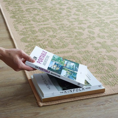 Ariana Light Green and Beige Floral 8' x 10' Synthetic Rug