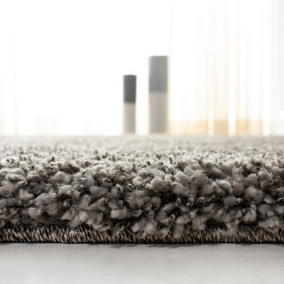 Silver Hand-Knotted Shag Runner Rug, 27" x 12"