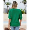 BLUEMING Sweater Tops for Women Short Sleeve Crew Neck Summer Knit Shirt Eyelet Knit Elbow Sleeve Tops - 3 of 3