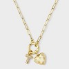 14K Gold Dipped Cubic Zirconia Puffy Heart Charm Initial Necklace - A New Day™ Gold - 2 of 4