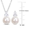 EVERLY JEWELRY | Sterling Silver 8.5-9mm Cultured Freshwater Pearl and 2ct TGW Pear-Cut Created White Sapphire 2-Pcs Drop Necklace and Earrings Set - 2 of 4