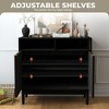 Fluted Cabinet Sideboard with Door&Adjustable Shelves, 35" Large Kitchen Buffet Storage Cabinet with Open Storage - 3 of 4