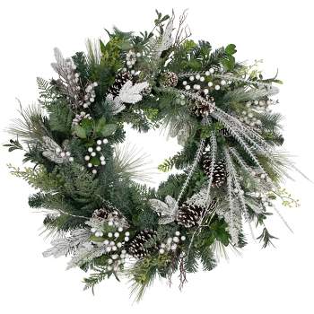 Northlight Real Touch™️ Frosted Pinecones and Berries Christmas Wreath - 36" - Unlit