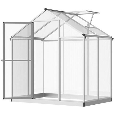 Outsunny 4' L X 6' W Walk-in Polycarbonate Greenhouse With Roof Vent ...