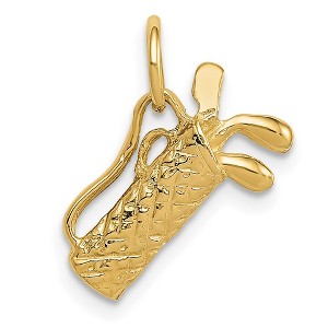 Black Bow Jewelry 14k Yellow Gold Small 3D Golf Bag and Clubs Charm - 1 of 4