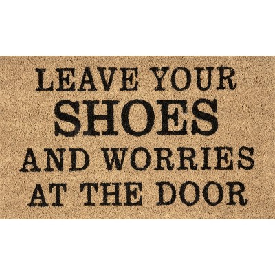 Nuloom Coir Leave Your Shoes and Worries Indoor and Outdoor Doormat, 1' 5" x 2' 5", Natural