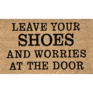 Nuloom Coir Leave Your Shoes and Worries Indoor and Outdoor Doormat, 1' 5" x 2' 5", Natural - 1 of 4