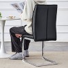 CAVINAS Modern PU Leather Dining Chair with Arched Metal Silver Legs and Ergonomic High Backrest, Luxury Simple Arch Chair - 3 of 4