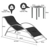Aluminum Patio Furniture Set of 2 Lounge Chairs + Table - Modern Outdoor Recliners with Textilene Fabric (Black) - 3 of 4