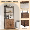 Coucheta Bakers Rack with Cabinet 5 Tier Microwave Stand 63.78" Standing Bakers Rack with Door Tall Coffee Bar Brown Home Bar Cabinet - 3 of 4