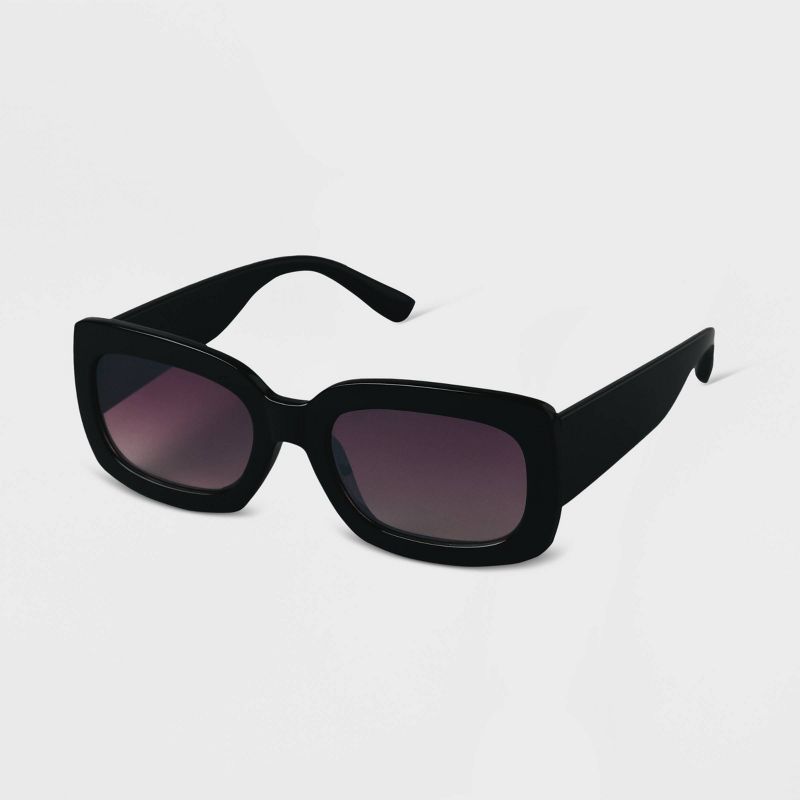 Women&#39;s Plastic Rectangle Sunglasses Black - A New Day&#8482;, 2 of 3