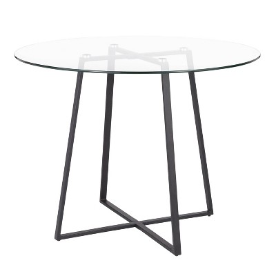 Cosmo 40" Round Black Metal and Glass Dining Table