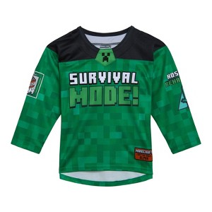 Minecraft Mesh Hockey Jersey Long Sleeve T-Shirt Little Kid to Big - 1 of 2