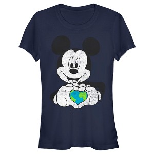Juniors Womens Mickey & Friends Love the World T-Shirt - 1 of 4