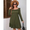 YesFashion Women's Plus Size Dress Casual Long Sleeve Ruffle Trim Dress Square Neck Elastic High Waist Belted Midi Dress - 4 of 4