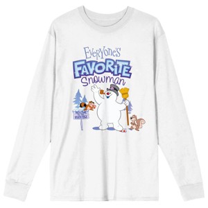 Frosty The Snowman Everyone's Favorite Snowman Crew Neck Long Sleeve Women's White Tee - 1 of 2