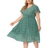 Agnes Orinda Women's Plus Size Floral Printed V Neck Smocked Waist Short Sleeve Flowy Casual Midi A Line Dresses - 2 of 4