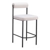 HomeRoots Set of Two 26" Ivory and Black Faux Shearling and Steel Low Back Counter Height Bar Chairs - 4 of 4