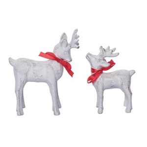 Transpac Metal 6.69 in. Off-White Christmas Big and Little Reindeer Set of 2 - 1 of 4