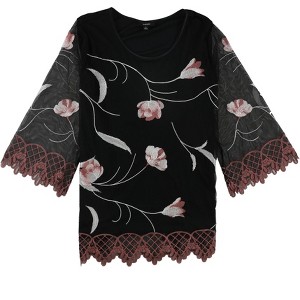 Alfani Womens Embroidered Floral Pullover Blouse - 1 of 1