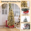 Potted Artificial Christmas Tree, Pre-Lit Holiday Xmas Tree with 78 Lights, Tabletop Snow Flocked Christmas Tree with Pine Cones, Sleigh-Shaped Base - 4 of 4