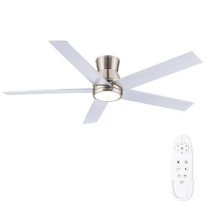 YUHAO 48 in. Indoor Modern Contemporary Plywood Blades Reversible DC Motor Low Profile Ceiling Fan with Light and Remote Control - 1 of 4