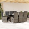 vidaXL 9 Piece Patio Dining Set with Cushions Gray Poly Rattan - Without footrest 8 Items - 2 of 4