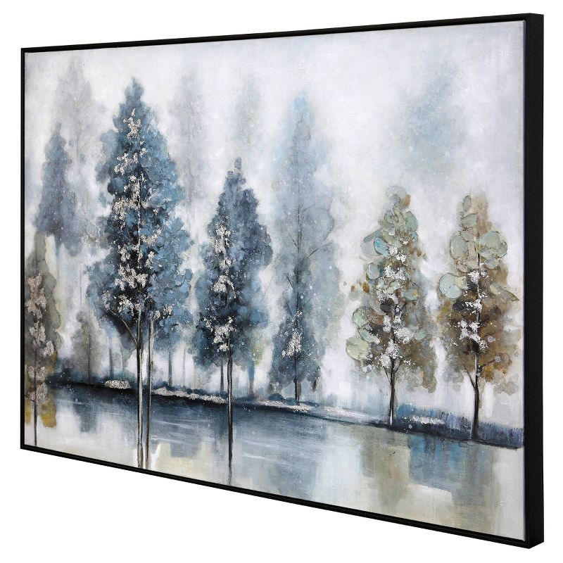 Reflected Forest Hand Painted Abstract Landscape Wall Art with Gold Foil Accents Blue - StyleCraft, 3 of 5